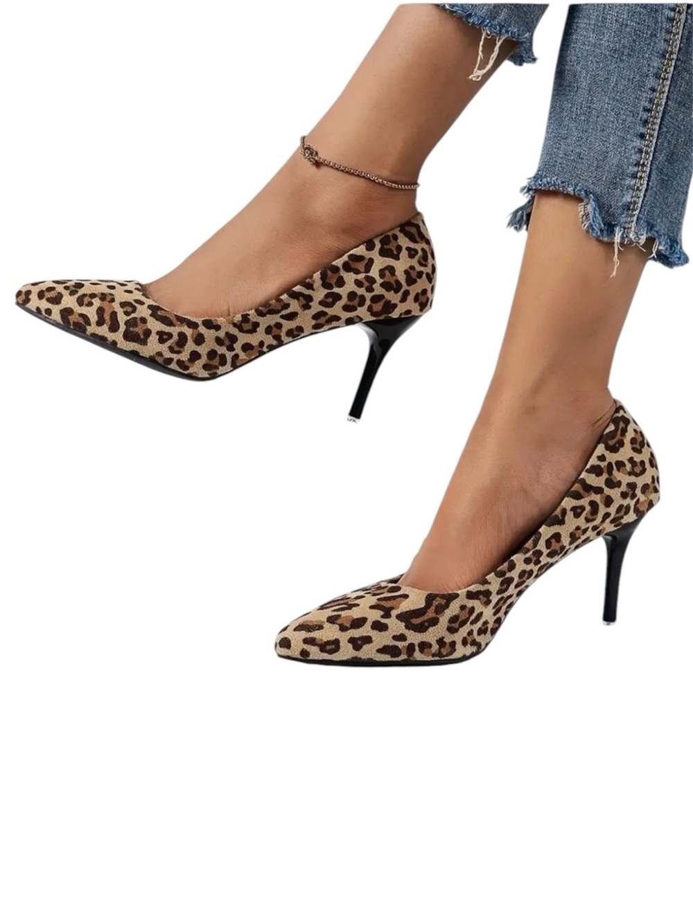 Libby Edelman Leopard Print Pointed Toe Kitten Heel Pumps Size 9.5